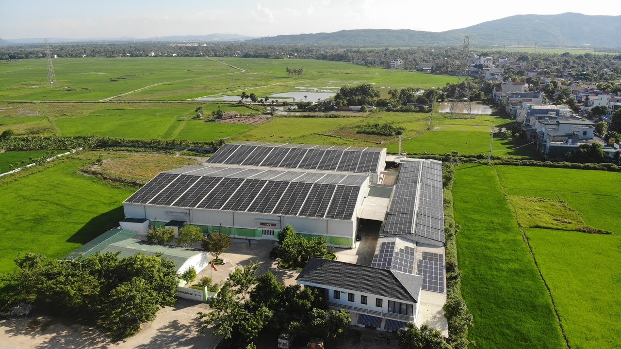 Aerial view of a diversified group's factory