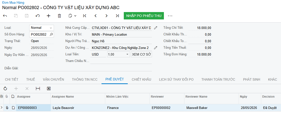 Phê duyệt theo hạn mức và vai trò