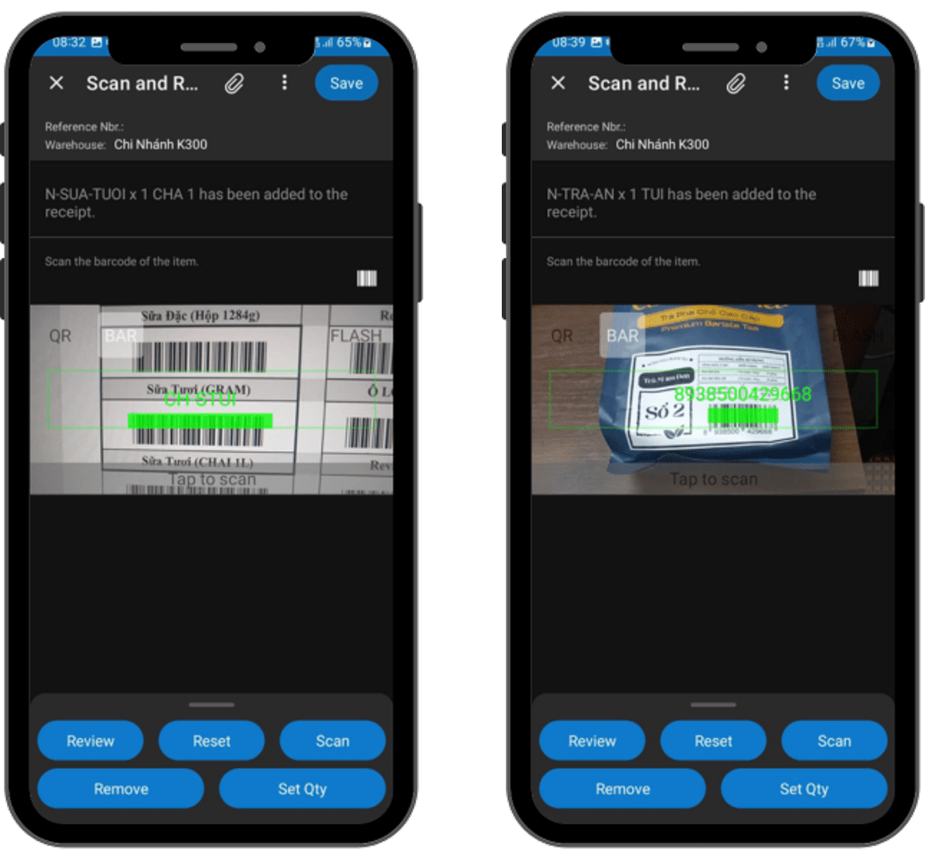 Nhập kho bằng quét barcode trên Acumatica mobile